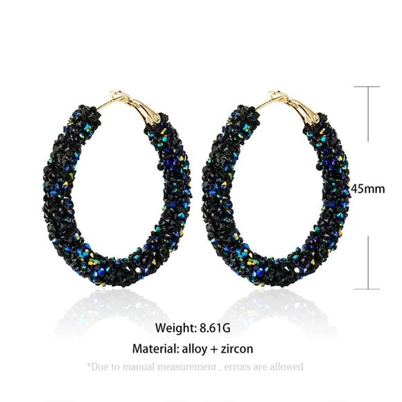 🌺shiny Glitter Cubic zirconia hoop Earring - Picture 3 of 11